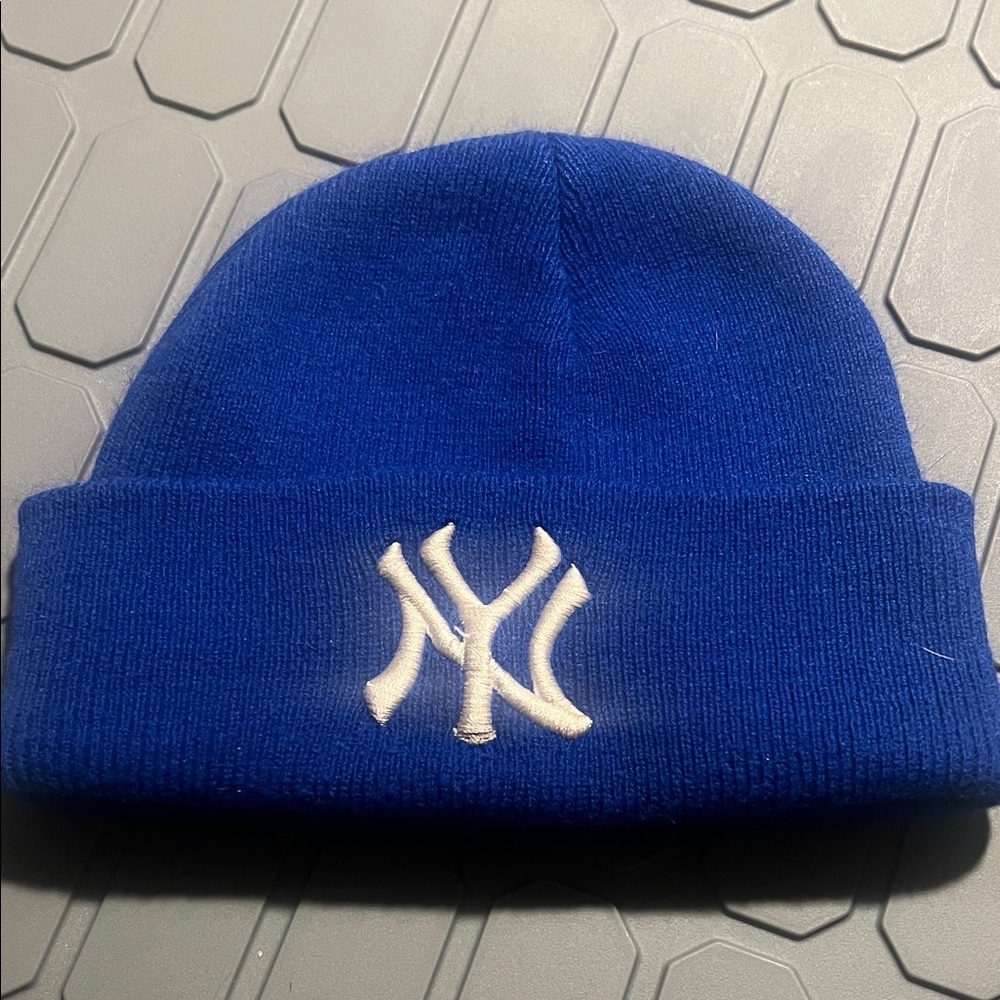 MLB Royal Blue Knit Beanie with White New York Yankees Emblem